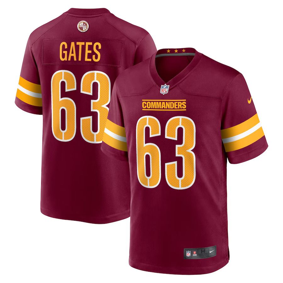 Men Washington Commanders #63 Nick Gates Nike Burgundy Game Player NFL Jersey